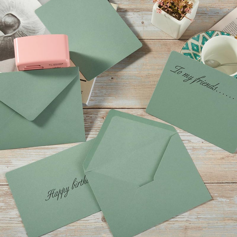 Wishop A7 Colorful Envelopes and Blank Cards 24 Pieces A7 Envelopes and 24 Pieces 5x7 Colorful Flat Cards for Weddings, Invitations, Birthday, Baby Shower (Sage Green) - Image 4